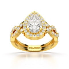 2.04 CT Pear Cut Halo Lab Diamond Ring