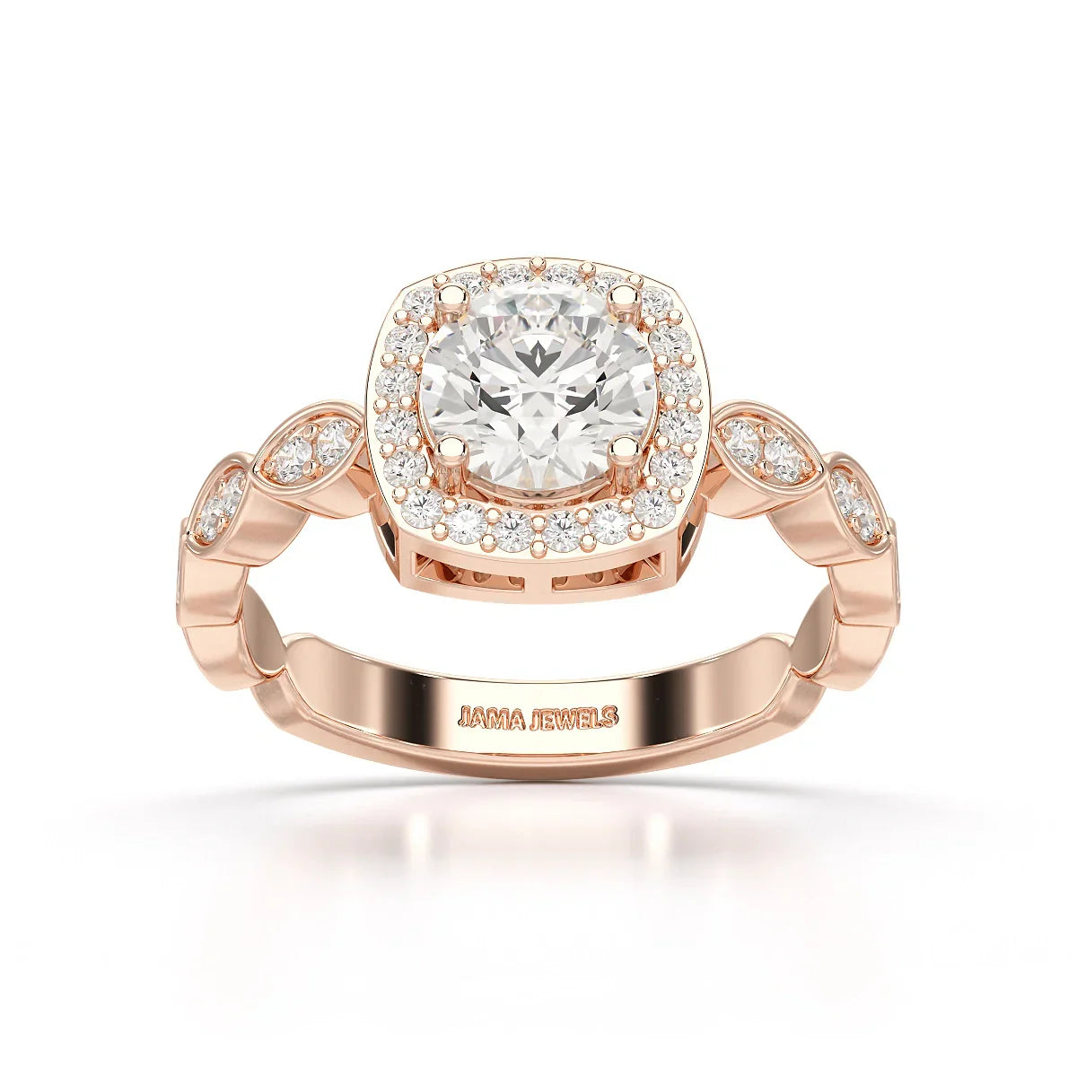 1.57 CT Cushion Cut Solitaire Halo Lab Diamond Ring