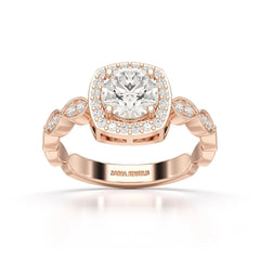 1.57 CT Cushion Cut Solitaire Halo Lab Diamond Ring