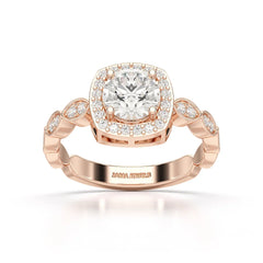 1.57 CT Cushion Cut Solitaire Halo Lab Diamond Ring