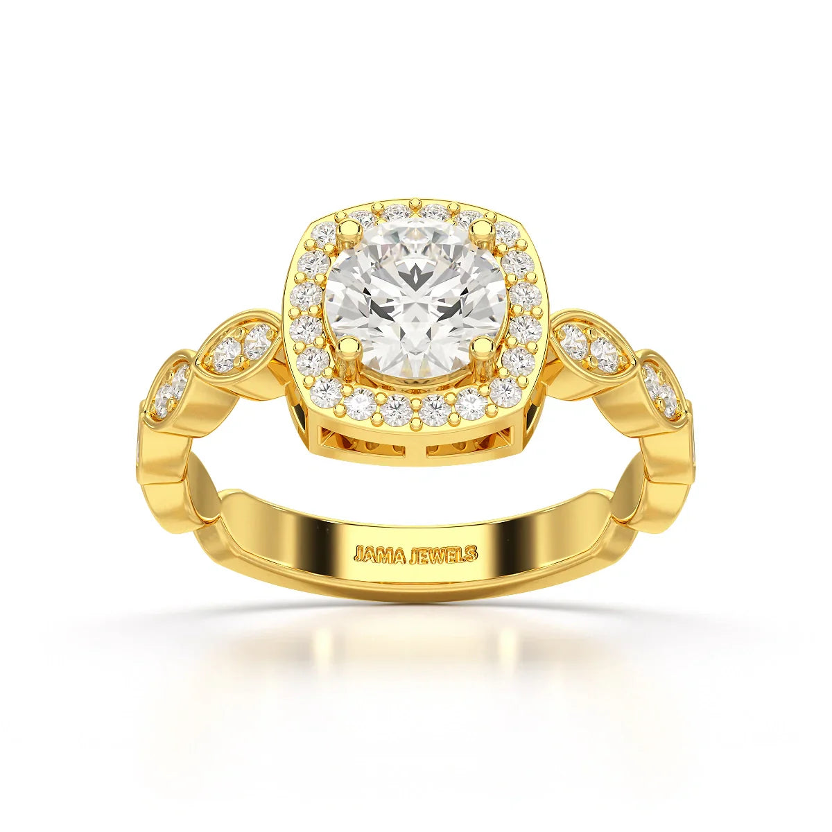 1.57 CT Cushion Cut Solitaire Halo Lab Diamond Ring