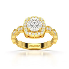 1.57 CT Cushion Cut Solitaire Halo Lab Diamond Ring