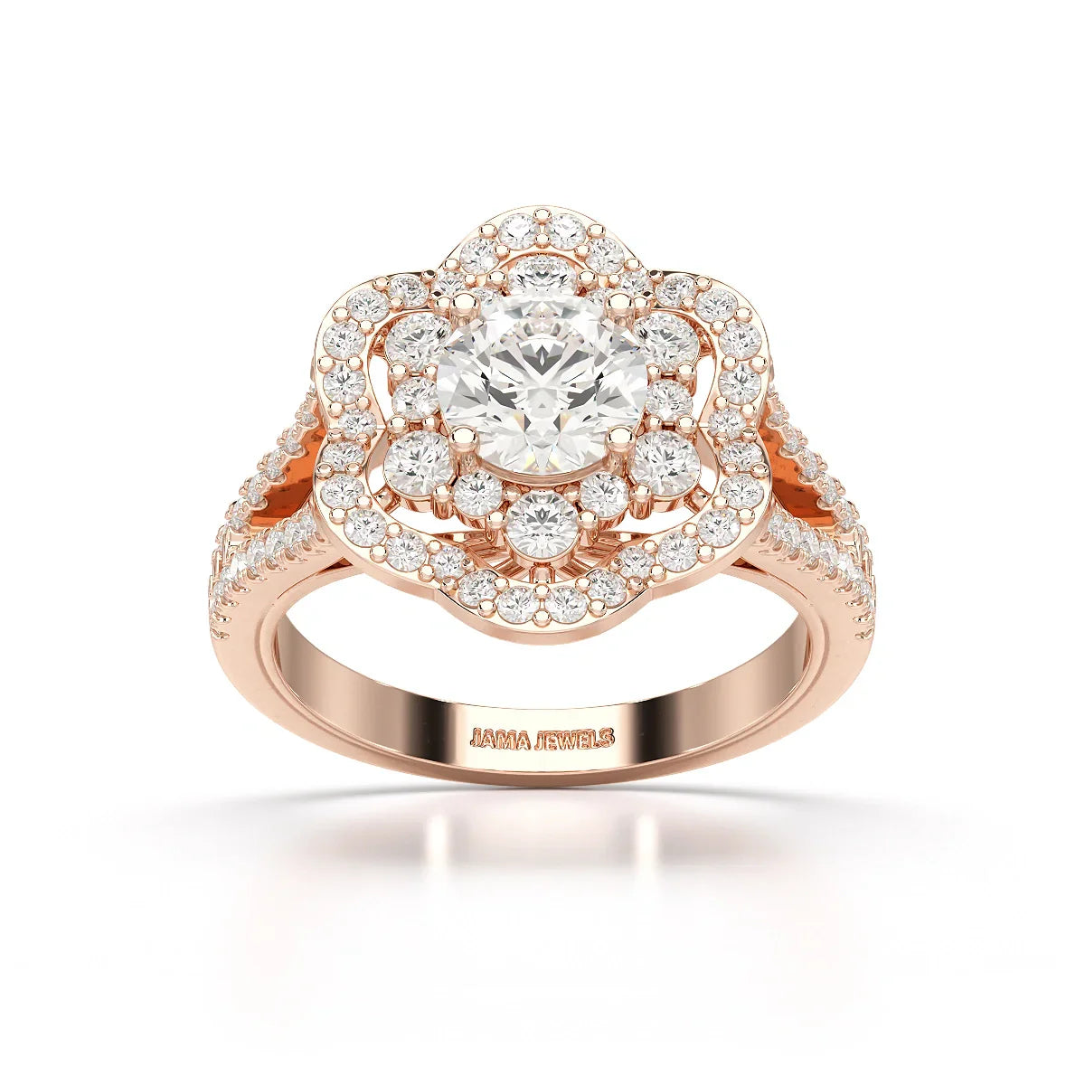 1.92 CT Round Cut Flower Shape Lab Diamond Ring