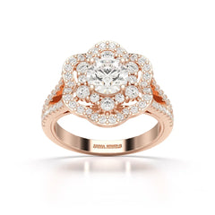 1.92 CT Round Cut Flower Shape Lab Diamond Ring