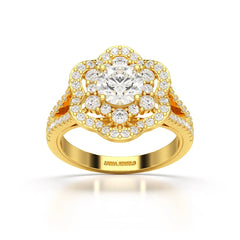 1.92 CT Round Cut Flower Shape Lab Diamond Ring