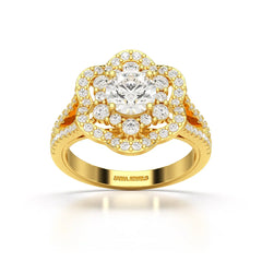 1.92 CT Round Cut Flower Shape Lab Diamond Ring