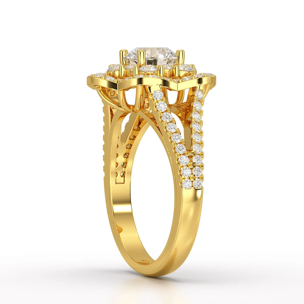 1.92 CT Round Cut Flower Shape Lab Diamond Ring