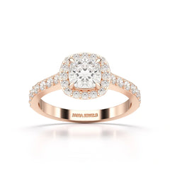 1.54 CT Cushion Cut Halo Lab Diamond Ring