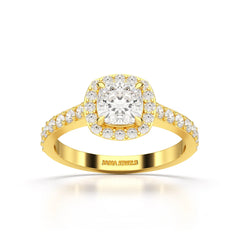 1.54 CT Cushion Cut Halo Lab Diamond Ring
