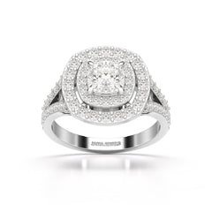 1.83 CT Cushion Cut Halo Lab Diamond Ring