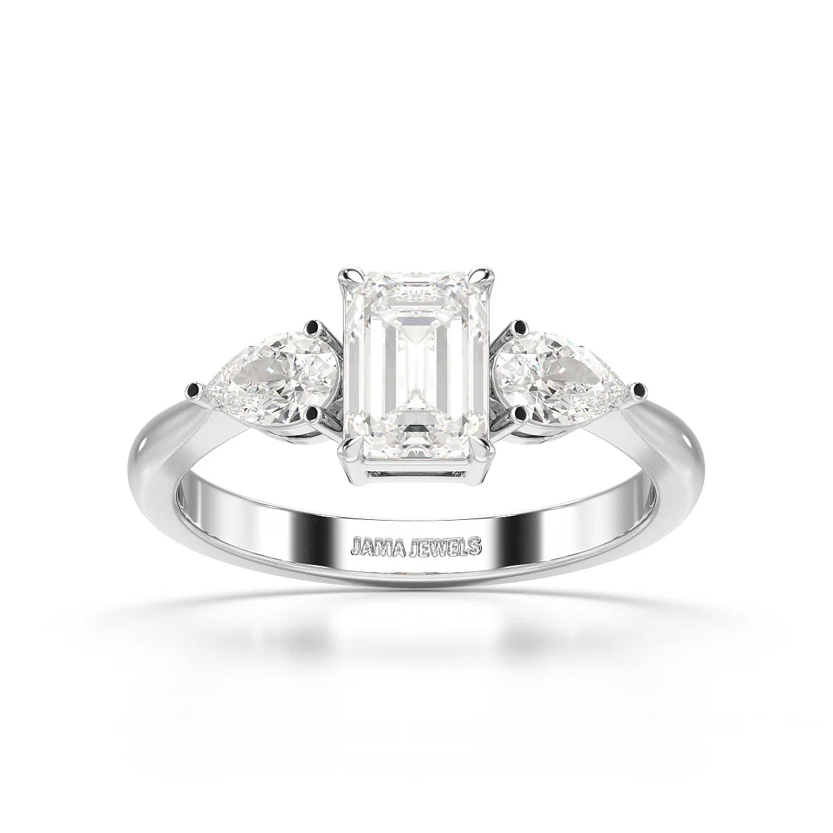 1.4 CT Three Stone Emerald/Pear Cut Lab Diamond Ring