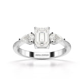 1.4 CT Three Stone Emerald/Pear Cut Lab Diamond Ring