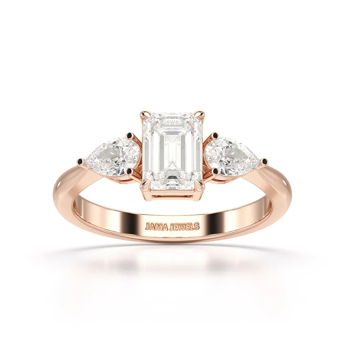 1.4 CT Three Stone Emerald/Pear Cut Lab Diamond Ring