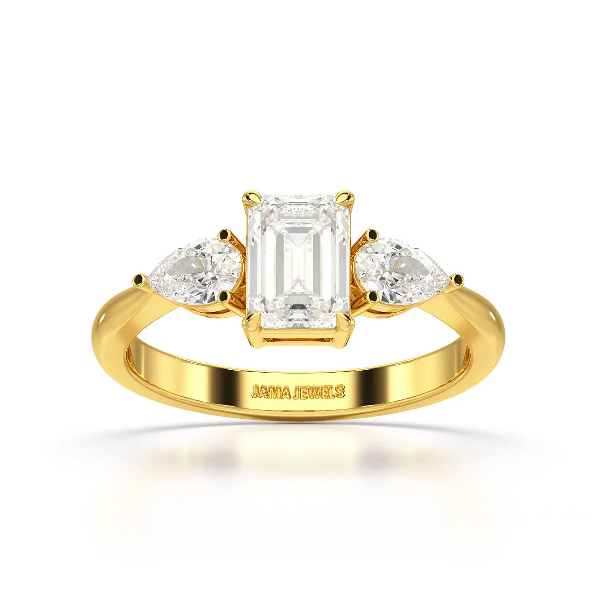 1.4 CT Three Stone Emerald/Pear Cut Lab Diamond Ring