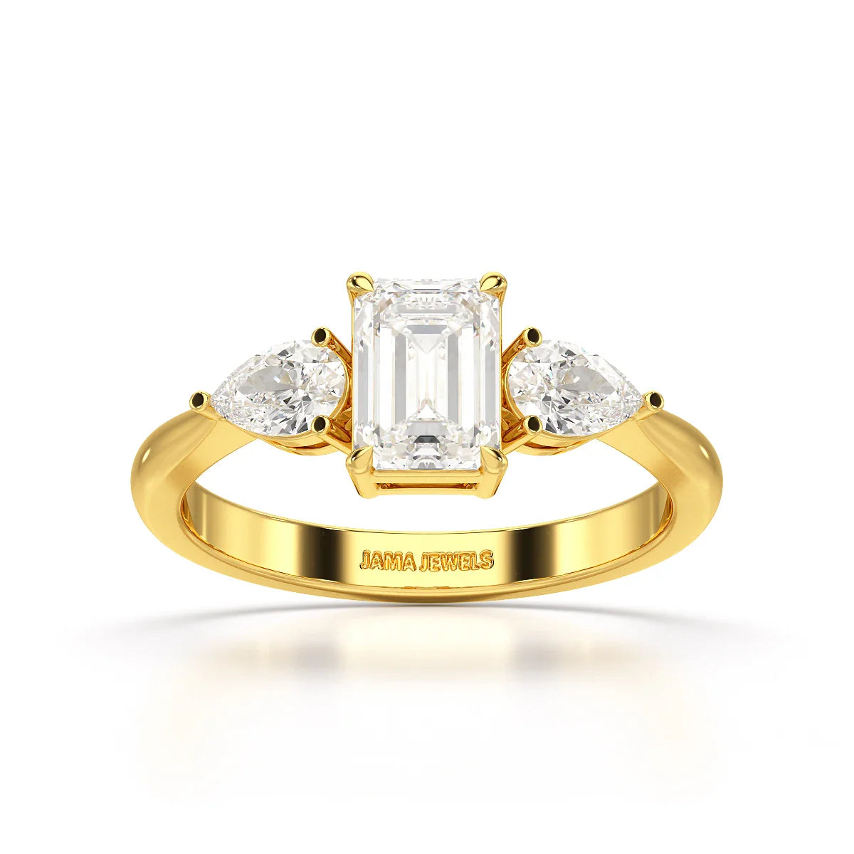 1.4 CT Three Stone Emerald/Pear Cut Lab Diamond Ring