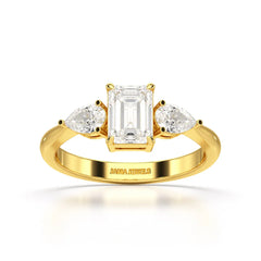 1.4 CT Three Stone Emerald/Pear Cut Lab Diamond Ring