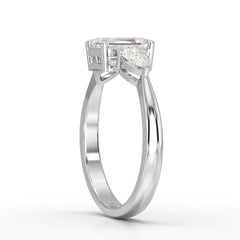 1.4 CT Three Stone Emerald/Pear Cut Lab Diamond Ring