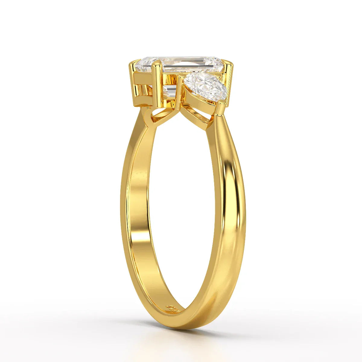 1.4 CT Three Stone Emerald/Pear Cut Lab Diamond Ring