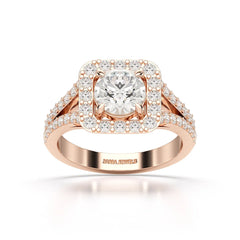 1.74 Round Cut Halo Lab Diamond Ring