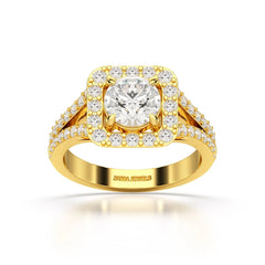 1.74 Round Cut Halo Lab Diamond Ring