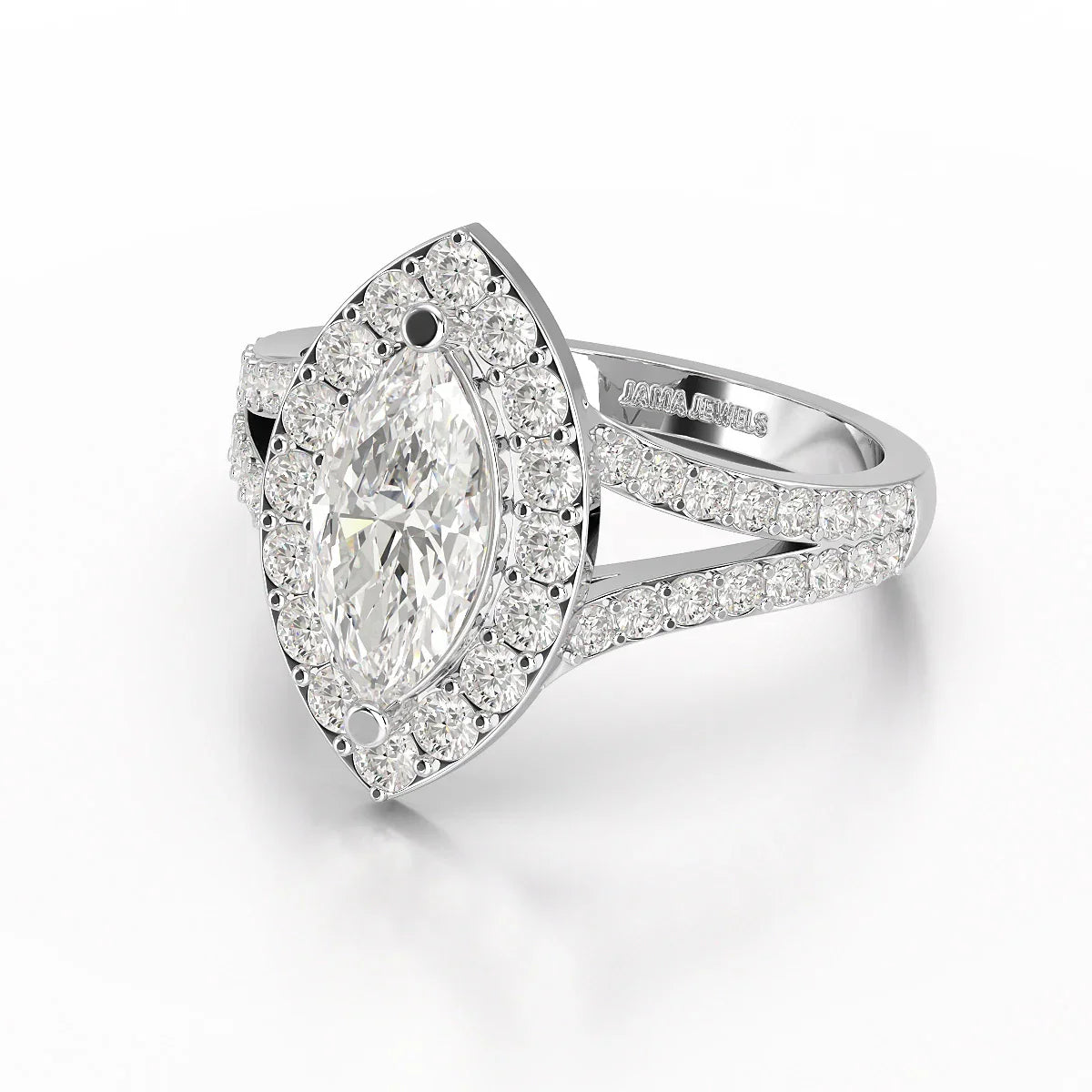 1.83 CT Marquis Cut Halo Lab Diamond Ring