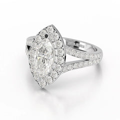 1.83 CT Marquis Cut Halo Lab Diamond Ring