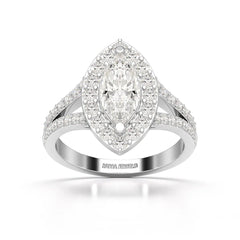 1.83 CT Marquis Cut Halo Lab Diamond Ring