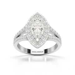 1.83 CT Marquis Cut Halo Lab Diamond Ring