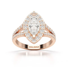 1.83 CT Marquis Cut Halo Lab Diamond Ring