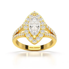1.83 CT Marquis Cut Halo Lab Diamond Ring