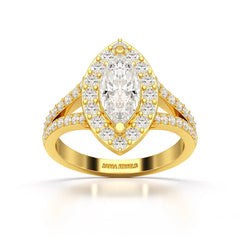 1.83 CT Marquis Cut Halo Lab Diamond Ring