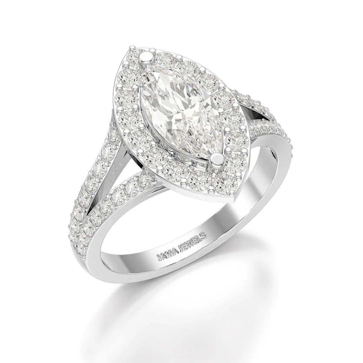 1.83 CT Marquis Cut Halo Lab Diamond Ring