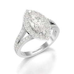 1.83 CT Marquis Cut Halo Lab Diamond Ring