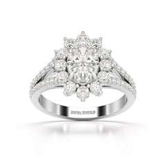1.94 CT Oval Cut Halo Lab Diamond Ring