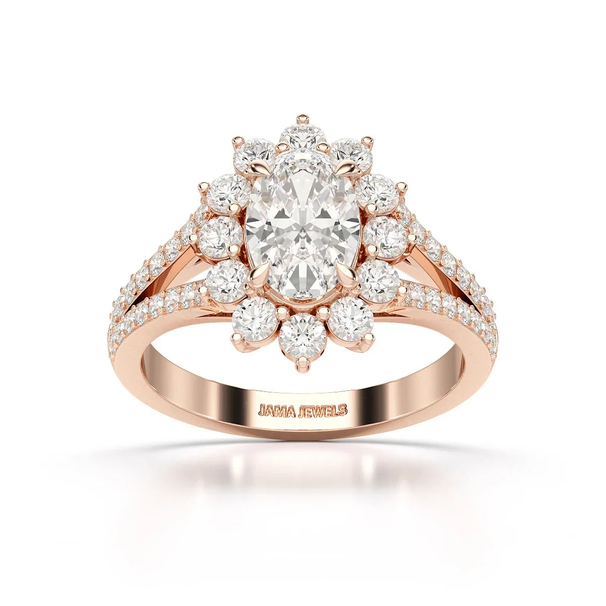 1.94 CT Oval Cut Halo Lab Diamond Ring