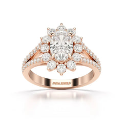 1.94 CT Oval Cut Halo Lab Diamond Ring