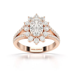 1.94 CT Oval Cut Halo Lab Diamond Ring