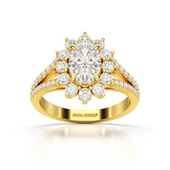 1.94 CT Oval Cut Halo Lab Diamond Ring