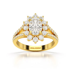 1.94 CT Oval Cut Halo Lab Diamond Ring
