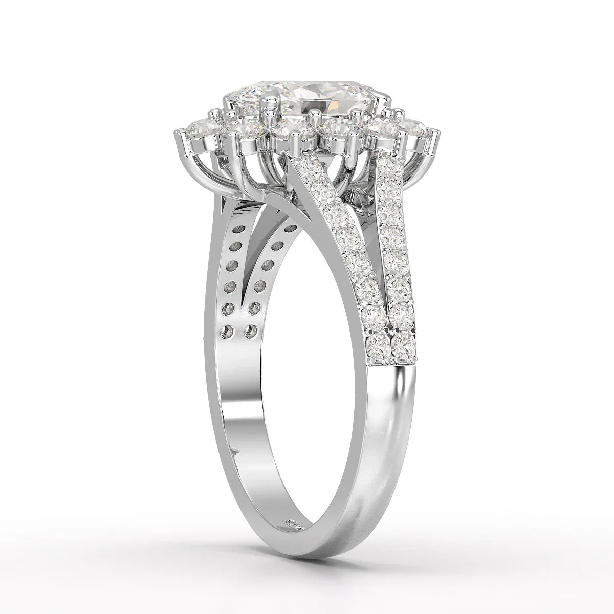 1.94 CT Oval Cut Halo Lab Diamond Ring