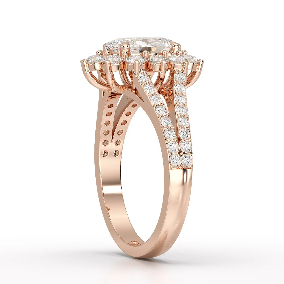 1.94 CT Oval Cut Halo Lab Diamond Ring