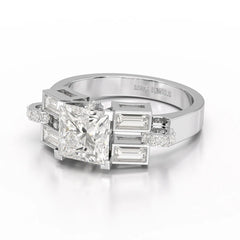 2.54 CT Princess Cut Lab Diamond Ring
