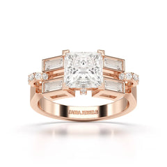2.54 CT Princess Cut Lab Diamond Ring