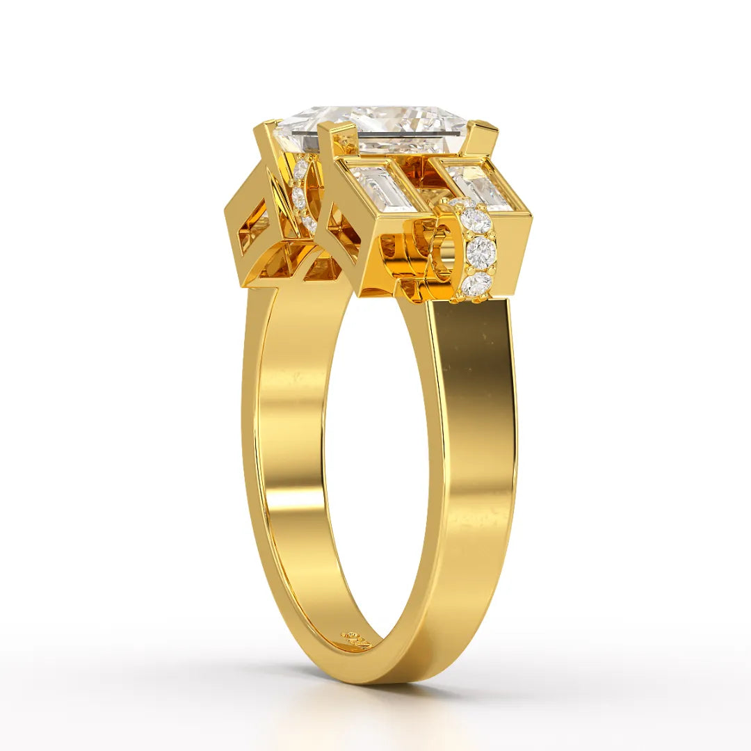 2.54 CT Princess Cut Lab Diamond Ring