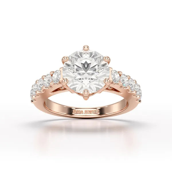 Lab Diamond 3.74 CT Round Cut Wedding Ring - Jama Jewels