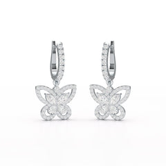0.98 CT Lab Diamond Dangle Hoop Earrings