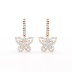 0.98 CT Lab Diamond Dangle Hoop Earrings