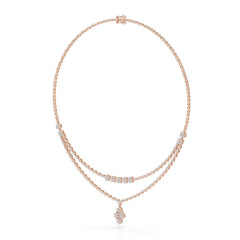Lab Diamond 2.9 CT Two Layered Necklace