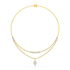 Lab Diamond 2.9 CT Two Layered Necklace