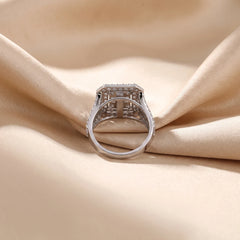 1.79 CT Baguette Cut Cluster Double Halo Ring